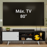 Rack para TV hasta 80 pulgadas, 160 cm de ancho, con patas, Negro/Blanco Torino