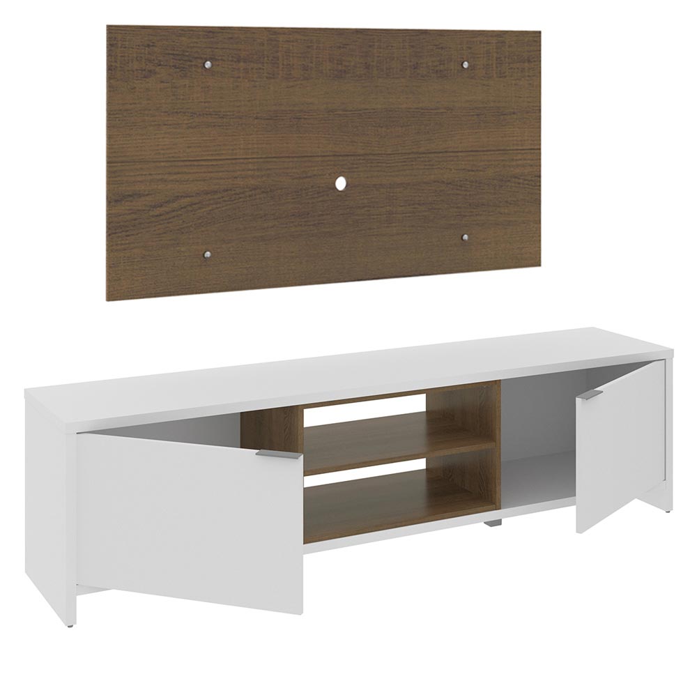 Rack Madesa Metz con Panel para TV hasta 55 Pulgadas Blanco/Marrón/Marrón
