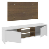 Rack Madesa Metz con Panel para TV hasta 55 Pulgadas Blanco/Marrón/Marrón