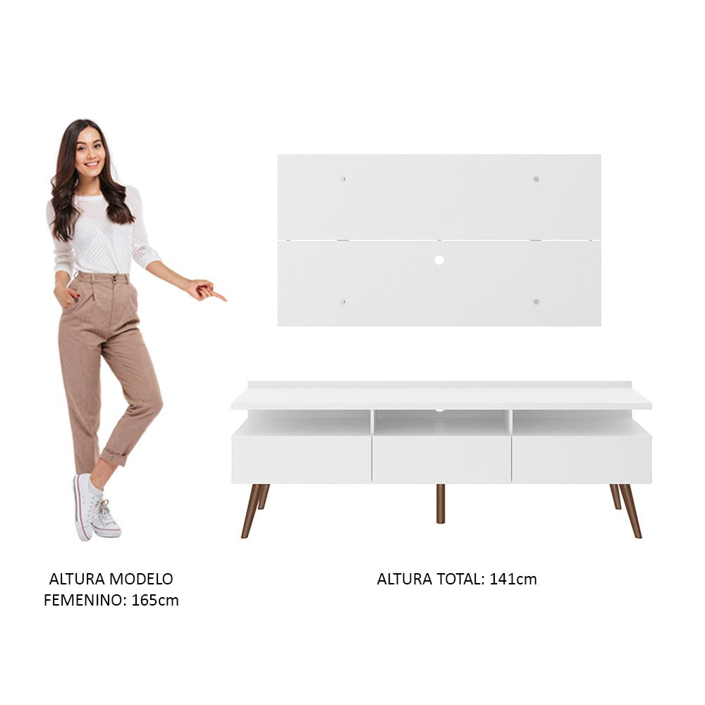 Rack para TV Madesa Londres con Panel de TV hasta 55 Pulgadas Blanco