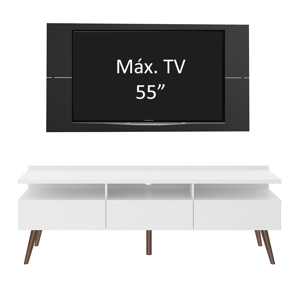 Rack Madesa Londres con Panel para TV hasta 55 Pulgadas Blanco/Negro