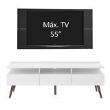 Rack Madesa Londres con Panel para TV hasta 55 Pulgadas Blanco/Negro