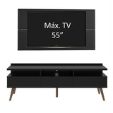 Rack Madesa Londres con Panel para TV hasta 55 Pulgadas Negro