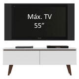Rack Madesa Le Mans con Panel para TV hasta 55 Pulgadas 2 Puetas Blanco/Negro