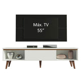 Rack Madesa Reims con Panel para TV hasta 55 Pulgadas 2 Puertas y 1 Cajón Blanco/Negro