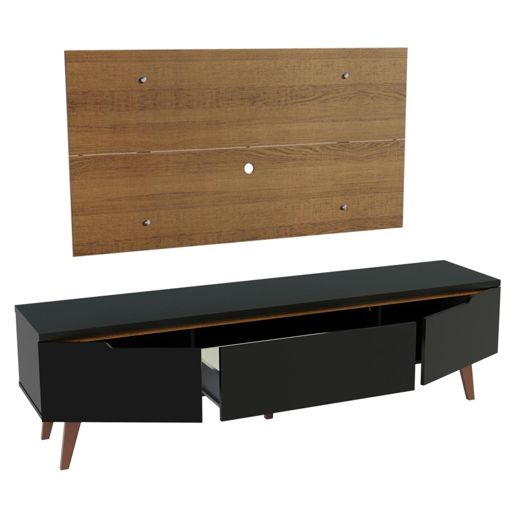 Rack para TV Madesa Reims con Panel de TV hasta 55 Pulgadas 2 Puertas e 1 Cajon Marrón/Negro
