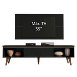 Rack Madesa Reims con Panel para TV hasta 55 Pulgadas 2 Puertas y 1 Cajón Negro