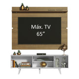 Rack Madesa Dubai con Panel para TV hasta 65 Pulgadas con Patas Blanco/Marrón
