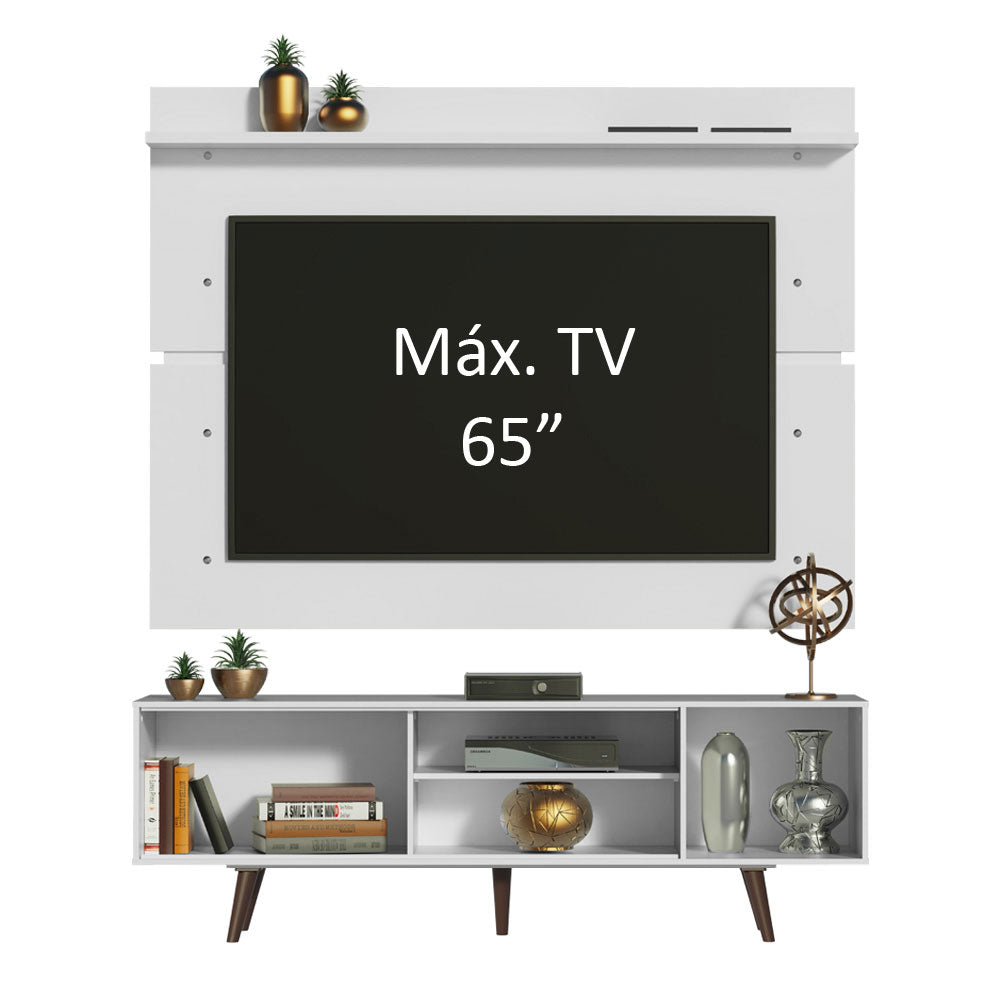 Rack Madesa Dubai con Panel para TV hasta 65 Pulgadas con Patas Blanco/Marrón