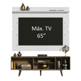 Rack Madesa Dubai con Panel para TV hasta 65 Pulgadas con Patas Marrón/Blanco