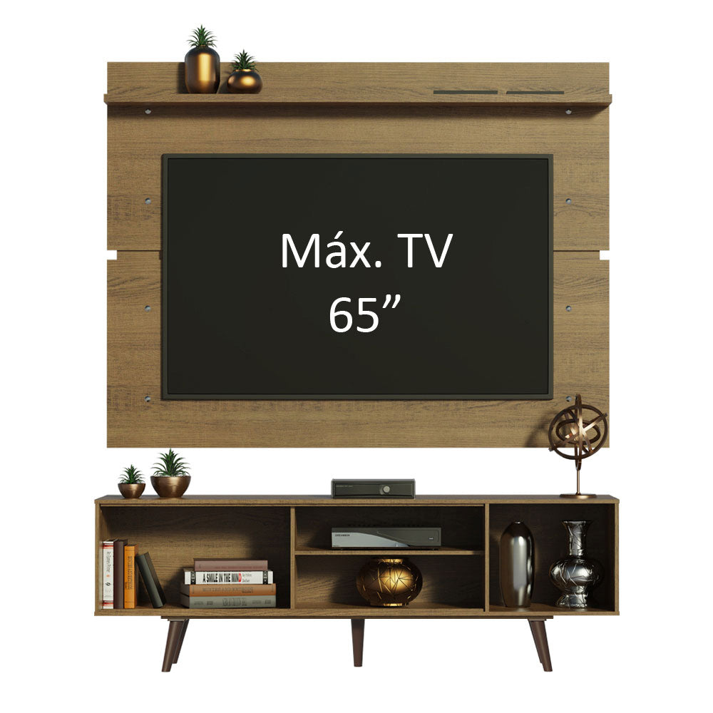 Rack Madesa Dubai con Panel para TV hasta 65 Pulgadas con Patas Marrón/Blanco