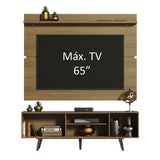 Rack Madesa Dubai con Panel para TV hasta 65 Pulgadas con Patas Marrón/Blanco