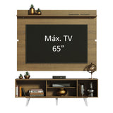 Rack Madesa Dubai con Panel para TV hasta 65 Pulgadas con Patas Marrón/Blanco