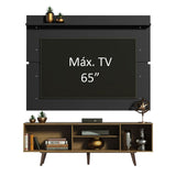 Rack Madesa Dubai con Panel para TV hasta 65 Pulgadas con Patas Marrón/Negro