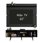 Rack Dubai con Panel de TV hasta 65 Pulgadas 160 cm con Patas Negro/Marrón Madesa
