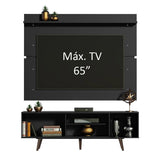 Rack Madesa Dubai con Panel para TV hasta 65 Pulgadas con Patas Negro/Marrón
