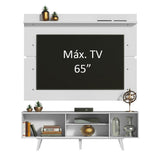 Rack Madesa Dubai con Panel para TV hasta 65 Pulgadas con Patas Blanco/Marrón