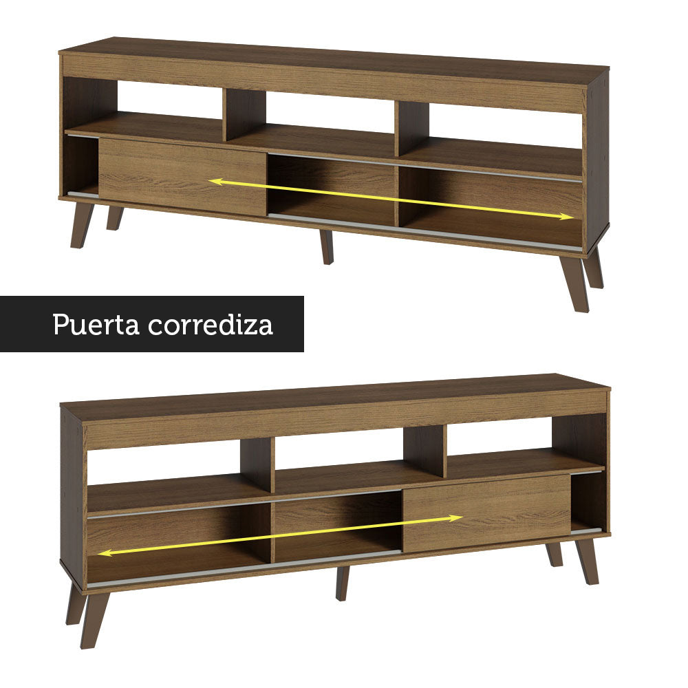 Rack con Panel para TV hasta 65 Pulgadas con Patas Marrón Texas Madesa