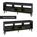 Rack con Panel para TV hasta 65 Pulgadas con Patas Negro Texas Madesa