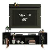 Rack Madesa Cancun con Patas y Panel para TV hasta 65 Pulgadas Negro/Negro