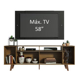 Rack Madesa Cancun con Patas y Panel para TV hasta 58 Pulgadas Marrón/Negro