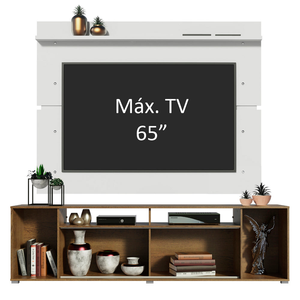 Rack Madesa Cancun con Panel para TV hasta 65 Pulgadas Marrón/Blanco