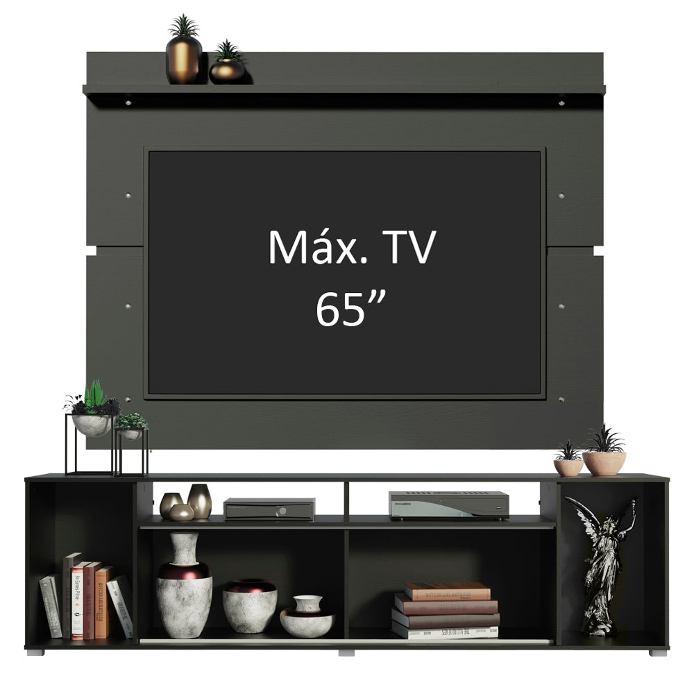 Rack Madesa Cancun con Panel para TV hasta 65 Pulgadas Negro