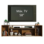 Rack Cancun con Panel de TV hasta 58 Pulgadas 180 cm Marrón/Negro Madesa