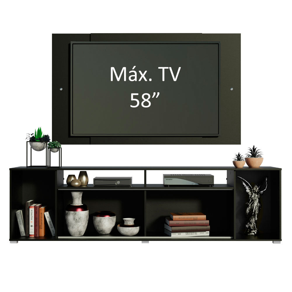 Rack Madesa Cancun con Panel para TV hasta 58 Pulgadas Negro
