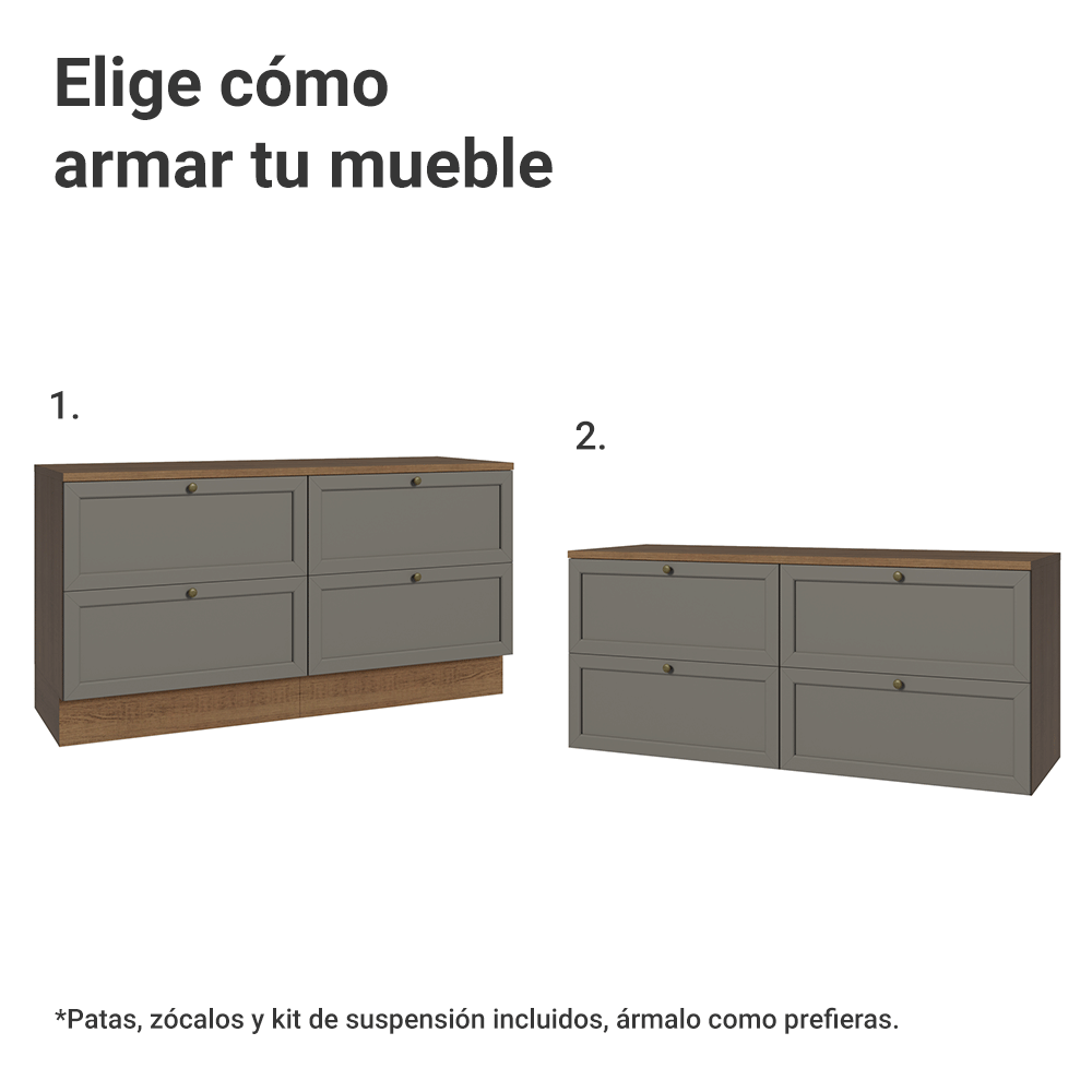 Rack para TV hasta 70 pulgadas, 160cm, 4 cajones, Marrón/Gris Vik 04