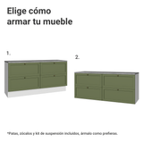 Rack para TV hasta 70 pulgadas, 160cm, 4 cajones, Blanco/Verde Vik 04