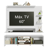 Rack con Panel para TV hasta 60 Pulgadas 180 cm Blanco/Marrón Metz Madesa