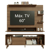 Rack con Panel para TV hasta 60 Pulgadas 180 cm con Patas Marrón Cancun Madesa