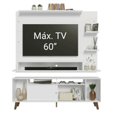 Rack con Panel para TV hasta 60 Pulgadas 180 cm con Patas Blanco/Marrón Cancun Madesa