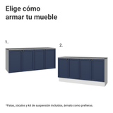 Rack para TV hasta 70 pulgadas + repisas de 160cm, Blanco/Azul Vik 05