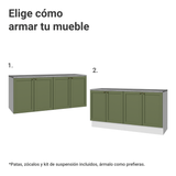 Rack para TV hasta 70 pulgadas + repisas de 160cm, Blanco/Verde Vik 05