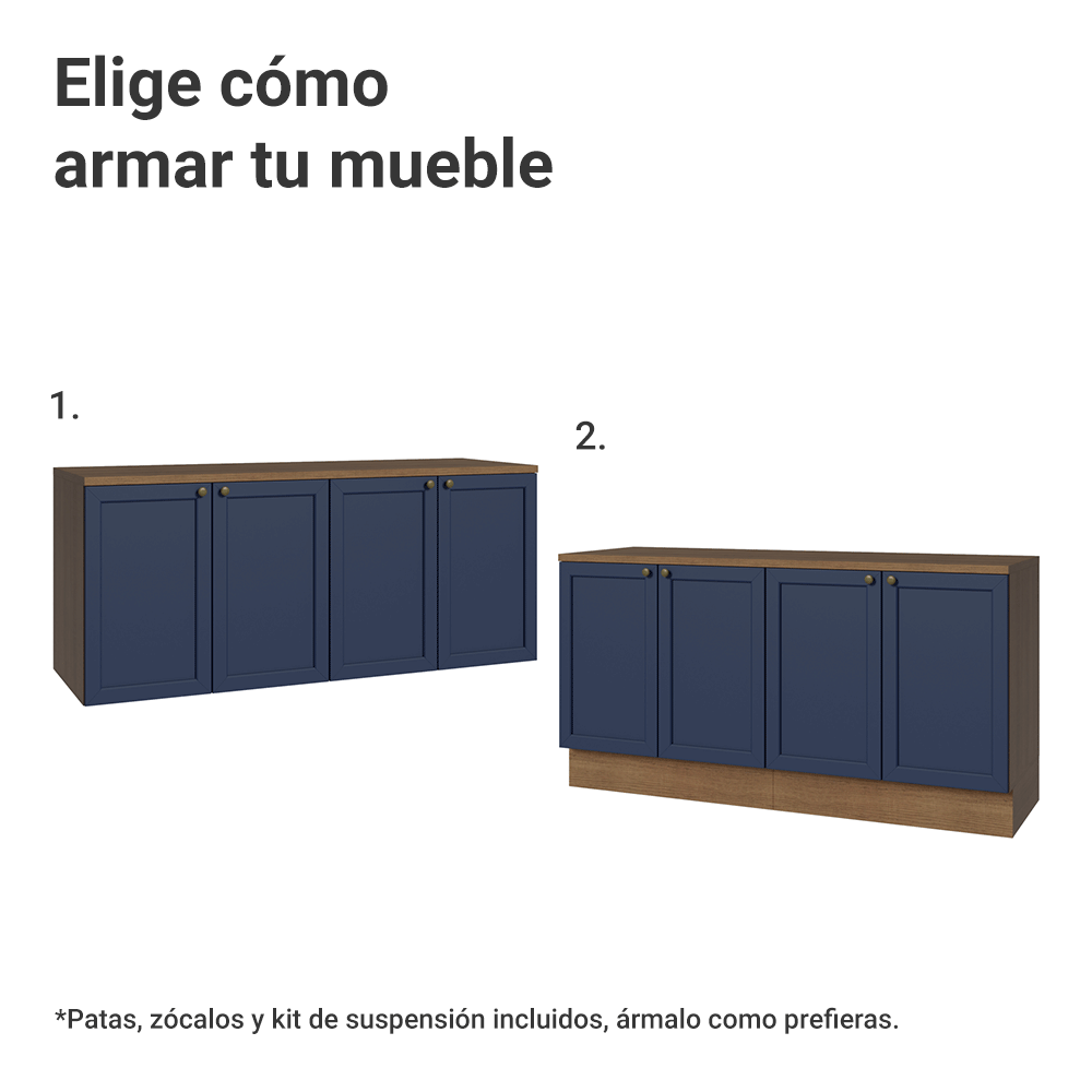 Rack hasta 70 pulgadas + repisas de 160cm, Marrón/Azul Vik 05