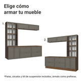 Centros de Entretenimiento con Rack + Cristaleiro 230 cm Marrón/Gris Vik Madesa 01