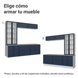 Centros de Entretenimiento con Rack + Cristaleiro 230 cm Blanco/Azul Vik Madesa 01