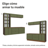 Centros de Entretenimiento con Rack + Cristaleiro 230 cm Marrón/Verde Vik Madesa 01