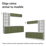 Centros de Entretenimiento con Rack + Cristaleiro 230 cm Blanco/Verde/Blanco Vik Madesa 01