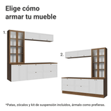 Centros de Entretenimiento con Rack + Cristaleiro 230 cm Marrón/Blanco/Marrón Vik Madesa 02