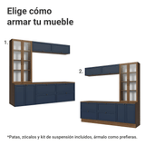 Centros de Entretenimiento con Rack + Cristaleiro 230 cm Marrón/Azul/Marrón Vik Madesa 02