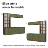 Centros de Entretenimiento con Rack + Cristaleiro 230 cm Marrón/Verde/Marrón Vik Madesa 02