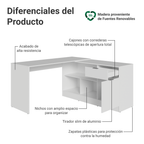 Escritorio Esquinero Gamer 300 cm Blanco Roma Madesa