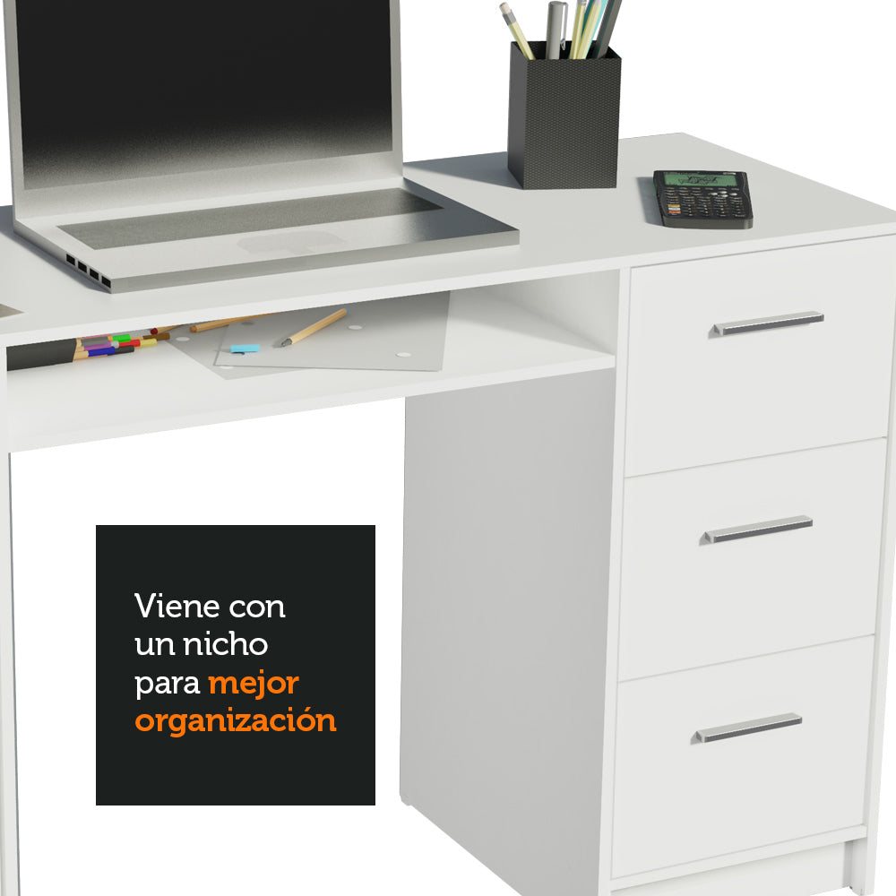 Escritorio de Oficina Madesa Alaska + Mueble Estante Librero Blanco