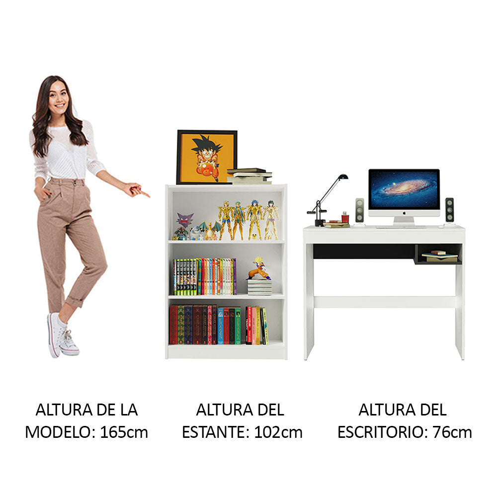 Escritorio Madesa Rubi y Librero Organizador 6907 Blanco