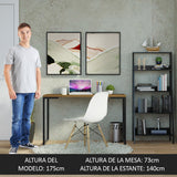 Combo Escritorio/Oficina con Mesa Industrial + Estante Escalera Marrón/Negro Madesa