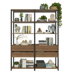 Estante Multiuso para Libros 140 cm 4 Cajones Marrón/Negro Madesa