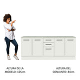 Kit con 2 Gabinetes Bajos 4 Puertas 3 Cajones Blanco Agata